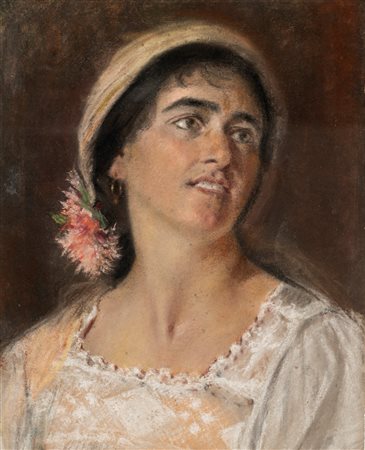 Scuola italiana fine secolo XIX - Ritratto di popolana