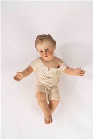 Gesù bambino in terracotta policroma, Germania fine secolo XIX  - inizi secolo XX