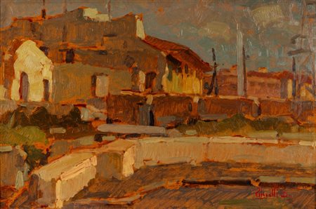 Dino Pelagatti (Livorno 1932)  - Scorcio del porto di Livorno