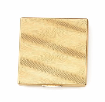 SCATOLA PORTACIPRIA, BULGARI, IN ORO GIALLO, ORO BIANCO E DIAMANTIdi forma...