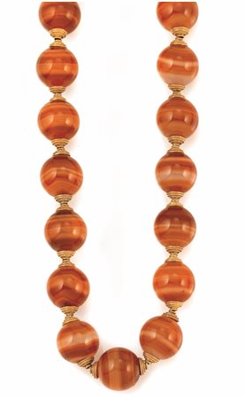 COLLANA IN ORO GIALLO E AGATArealizzata ad una linea di venti sfere di diam....