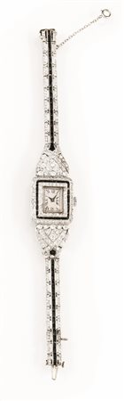 OROLOGIO DA POLSO PER SIGNORA, ANNI &rsquo;20, IN PLATINO, ORO BIANCO,...