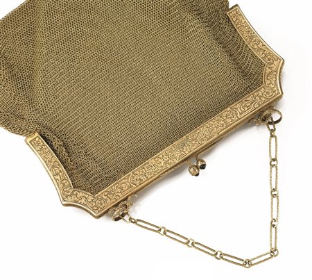 BORSETTA DA SERA IN ORO GIALLO E ZAFFIRIrealizzata a rete in oro con...