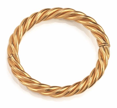BRACCIALE IN ORO GIALLOrealizzato a cerchio rigido lavorato a torchon,...