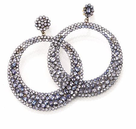 PAIO DI ORECCHINI IN ORO BRUNITO, ORO GIALLO, TANZANITI&nbsp; E...