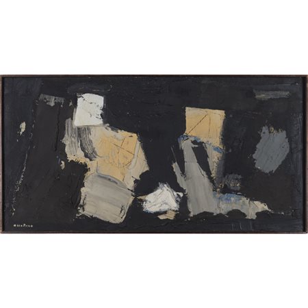 Enrico Accatino (Genova 1920 - Roma 2007) "Notturno" anni '50 61,5x122 cm....