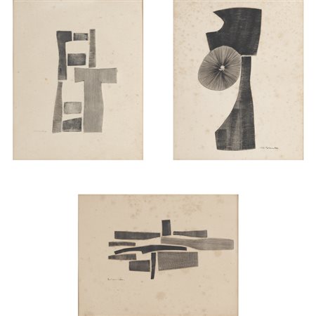 Léon Prébandier (Svizzera 1921 - 2003) "Senza titolo" 31x24 cm. l'uno tre...