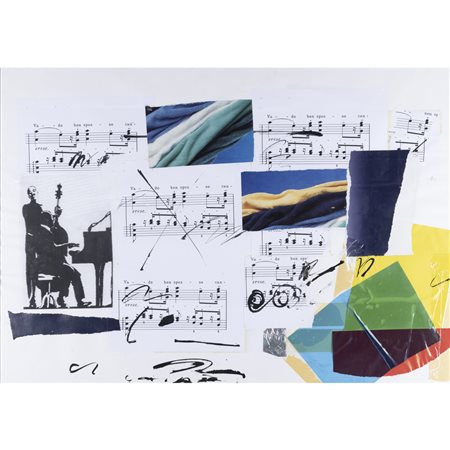 Giuseppe Chiari (Firenze 1926 - 2007) "Senza titolo" 70x100 cm. tecnica mista...