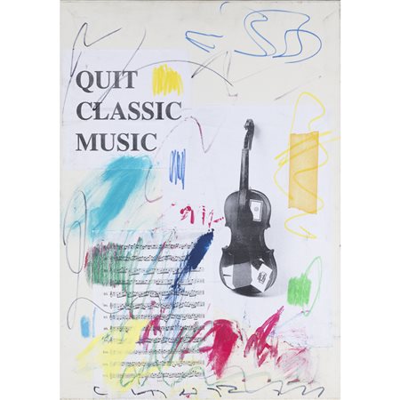 Giuseppe Chiari (Firenze 1926 - 2007) "Quit classic music" 70x50 cm. tecnica...