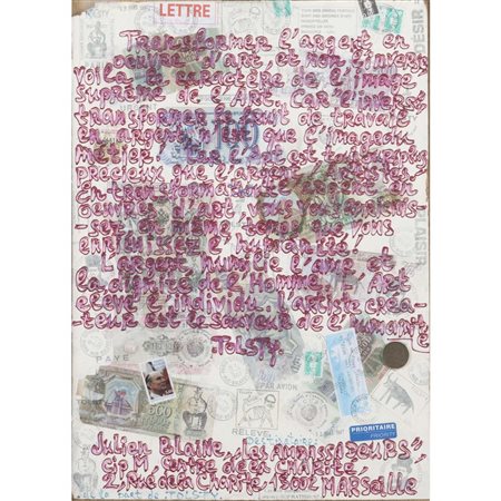 Tolsty (Mosca 1937 - Parigi 2013) "Senza titolo" 1997 46x33 cm. collage e...