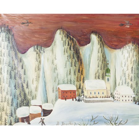 Bernardo Pasotti (Milano 1911 - 2003) "Villaggio innevato" 1971 60x75 cm....