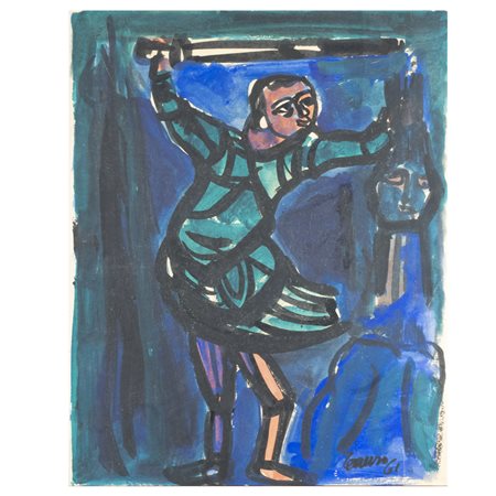Saverio Terruso (Monreale 1939 - Milano 2003) "Senza titolo" 1961 50,5x40 cm...