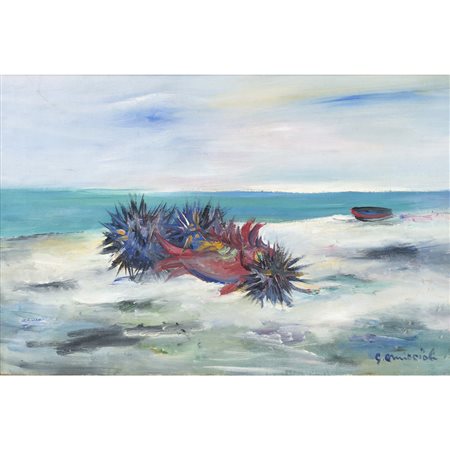 Giovanni Omiccioli (Roma 1901 - 1975) "Ricci in riva al mare" 1950 30x45 cm....