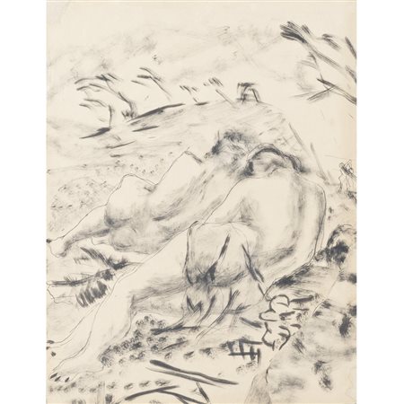 Angelo Savelli (Pizzo 1911 - Brescia 1995) "Figure nel paesaggio" anni '30...