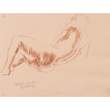Pericle Fazzini (Grottammare 1913 - Roma 1987) "Nudo sdraiato" 1946 28,5x37,5...