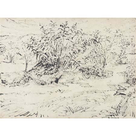 Mirko Basaldella (Udine 1910 - Cambridge 1969) "Paesaggio" anni '40 31,5x42,5...