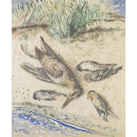 Emanuele Rambaldi (Pieve di Teco 1903 - Savona 1968) "Natura morta con...