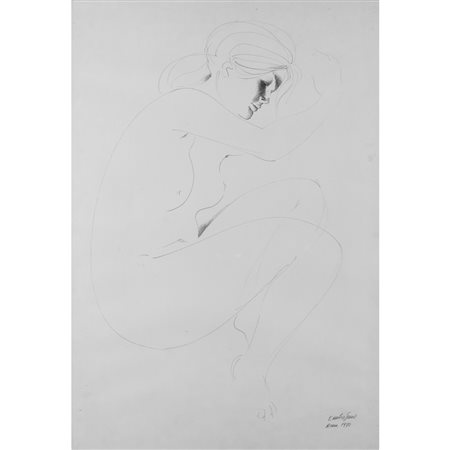 Emilio Greco (Catania 1913 - Roma 1995) "Nudo di donna" 1980 70x50 cm. china...
