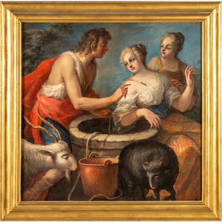 Scuola veneta sec.XVII "Giacobbe e Rachele al 