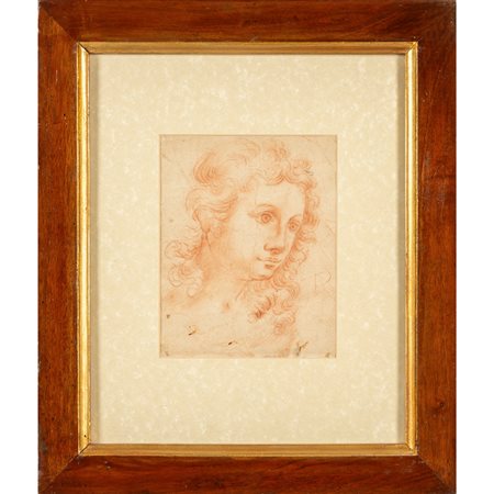 "Testa femminile" antico disegno a 