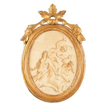 "Angelo vendicatore" disegno ovale,<br>sec.XVII, 