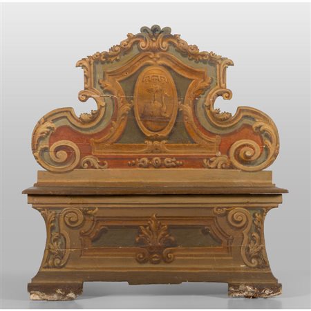 Piccola cassapanca Luigi XIV in legno laccato, 
