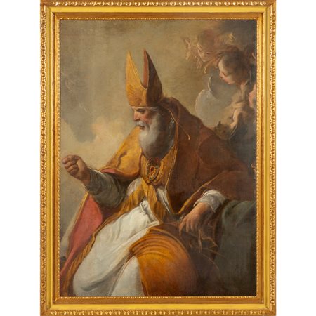 Scuola veneta sec.XVIII "Vescovo" olio<br>cm. 