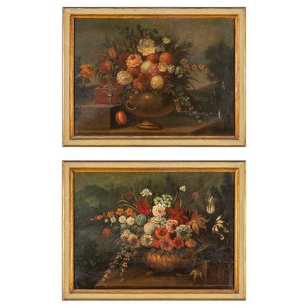 Scuola italiana sec.XVIII "Composizioni di fiori 