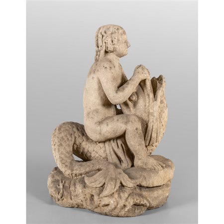 Putto a cavallo di un tritone, grande scultura in 