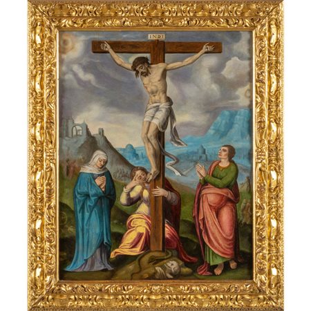 Scuola italiana sec.XVI "Cristo Crocefisso con le 