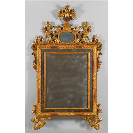 Specchiera Luigi XIV in legno intagliato e dorato 