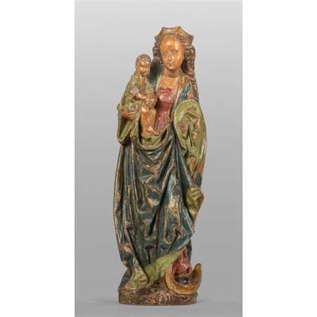 Madonna con Bambino, scultura in legno policromo, 