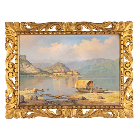 Scuola lombarda inizi sec.XX<br>Veduta del lago 