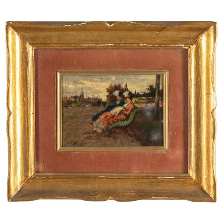 Donne al parco<br>olio su tavoletta, 
