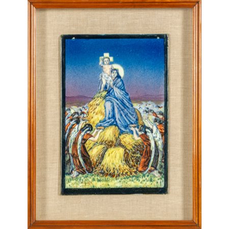 Madonna con Bambino<br>placca in maiolica, f.ta 