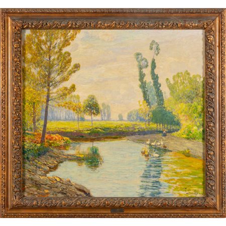 GIUSEPPE SACHERI (1863-1950) <br>Al laghetto con 