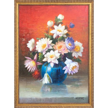 VINCENZO UDINE, Vaso con fiori, Olio su tela