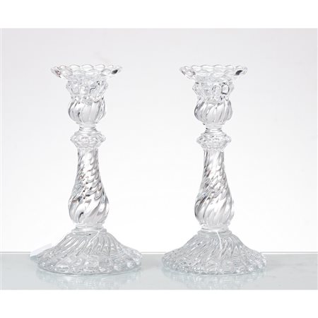 BACCARAT, Coppia di candelieri in cristallo