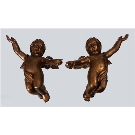 MANIFATTURA SICILIANA DEL XX SECOLO, Coppia di putti alati