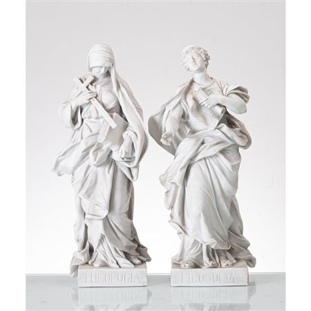 MANIFATTURA ITALIANA SECONDA METÀ XIX SEC., Coppia sculture