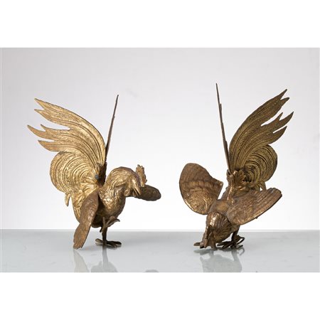 MANIFATTURA ITALIANA XX SECOLO, Coppia di sculture in bronzo