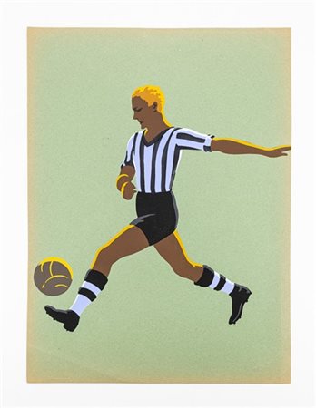 Acquerello Giuseppe Meazza 1938. Disegno Originale su foglio formato A4 del pit