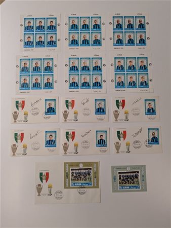 F.C. Internazionale. Lotto francobolli anni 60 Ajman dedicati a giocatori dell'