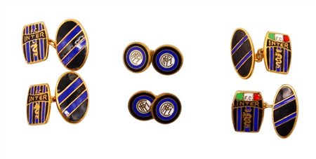 F.C. Internazionale. Tre coppie gemelli F.C. Internazionale anni 60 smaltati.