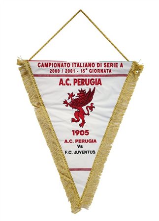 A.C. Perugia - F.C. Juventus. Gagliardetto ricamato da incontro disputata in da