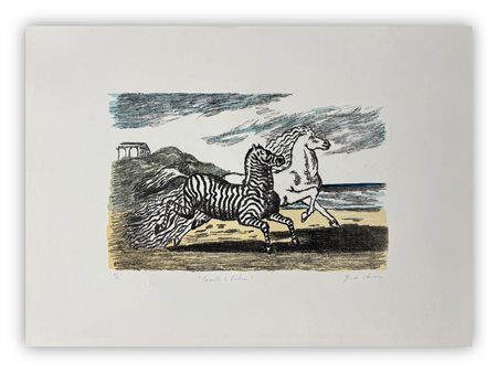 GIORGIO DE CHIRICO (1888-1978) - Cavallo e zebra, 1974