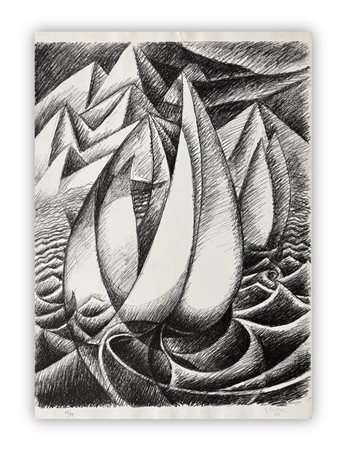 GERARDO DOTTORI (1884-1977) - Senza Titolo (Vele al vento), 1969