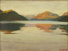 Oreste Albertini - "Tramonto sul lago a Porto Ceresio "