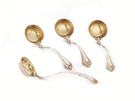 QUATTRO RAMAIOLI, BULGARI, SECOLO XX&nbsp; in argento sterling con manici...