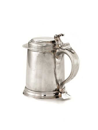 TANKARD, LONDRA, 1708, ARGENTIERE NATHANIEL LOCKcorpo cilindrico liscio su...